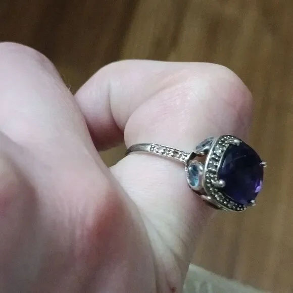 925 Genuine African Amethyst,  Rhodoilte Garnet & Blue Topaz. - Picture 16 of 16